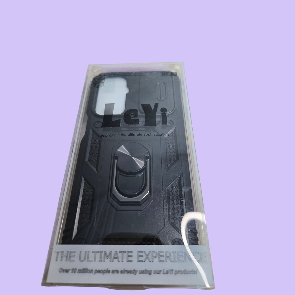 LeYi Samsung Galaxy A16 5G Case Rugged Armor Kickstand Slide Camera Cover Black